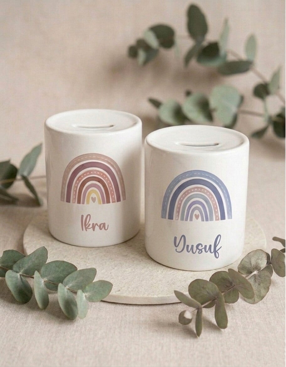 Spaarpot met naam | Regenboog