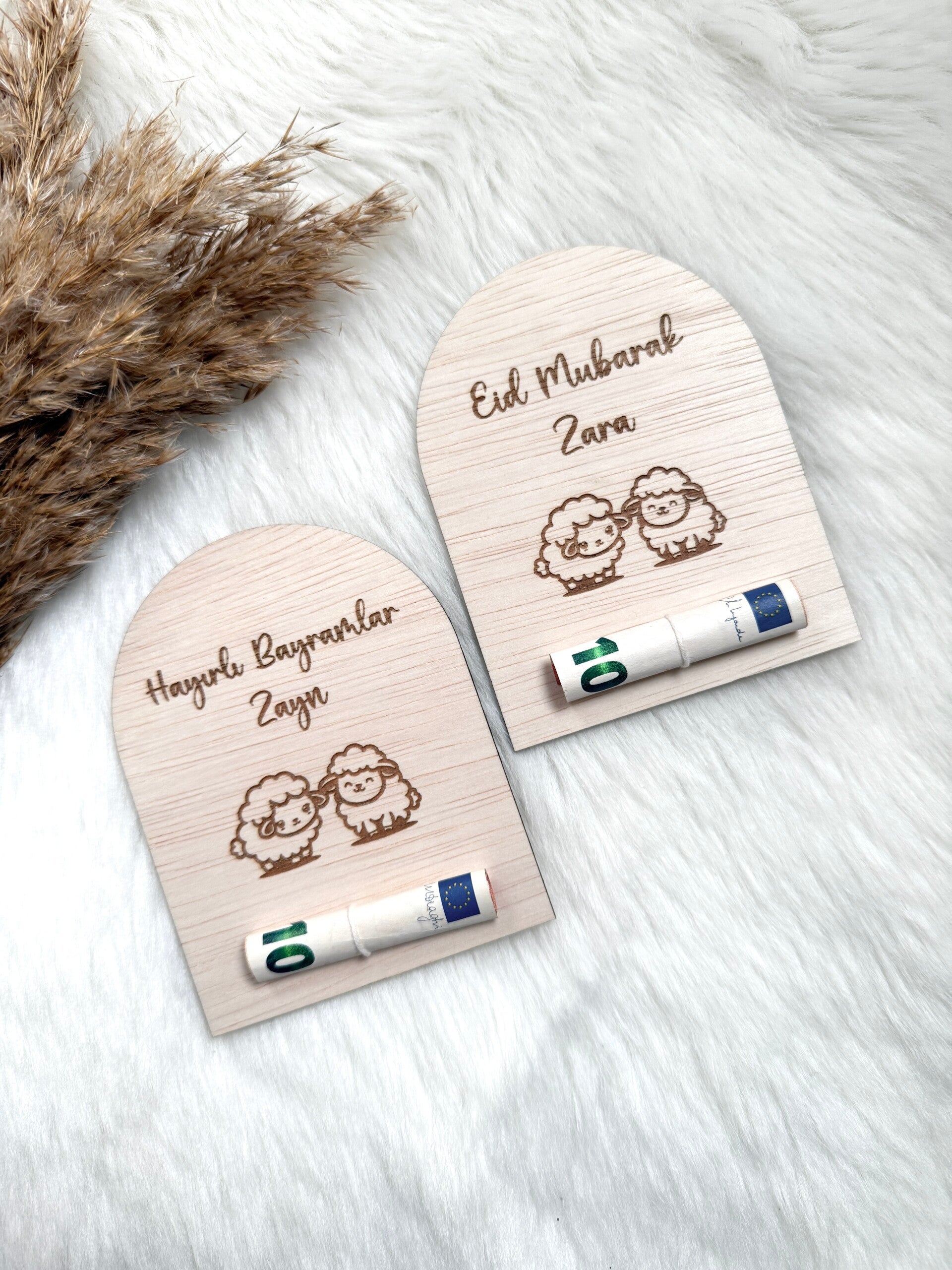 Eid geld kaart van hout | Boog