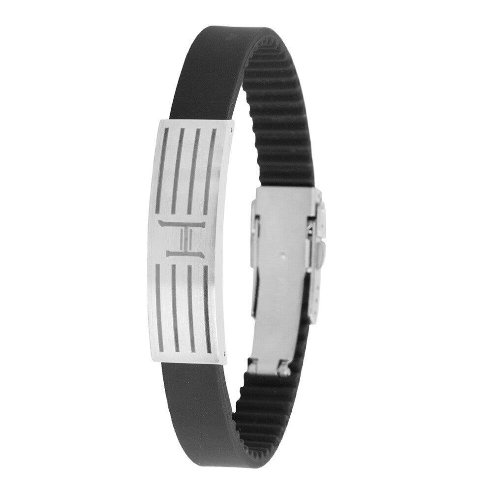 13065B Armband gemaakt van edel (chirurgisch) staal en een siliconen band.