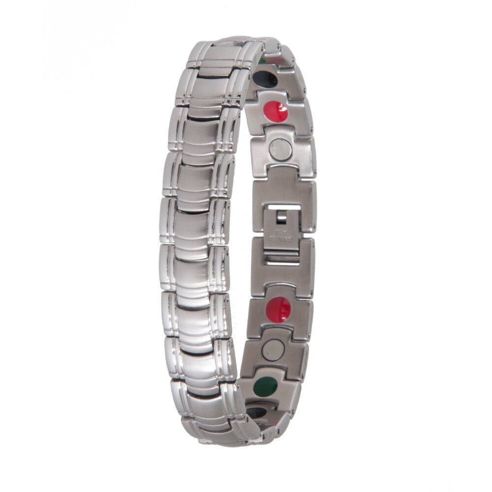 18086B Armband gemaakt van edel (chirurgisch) staal met matte en glanzende accenten.