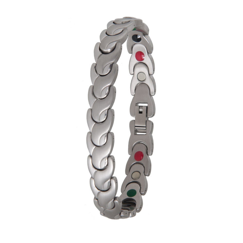 18089B Armband gemaakt van edel (chirurgisch) staal met matte en glanzende accenten.