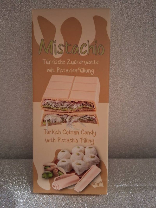 Mistachio – Türkische Zuckerwatte mit Pistazienfüllung in weißer Schokolade (80 g)