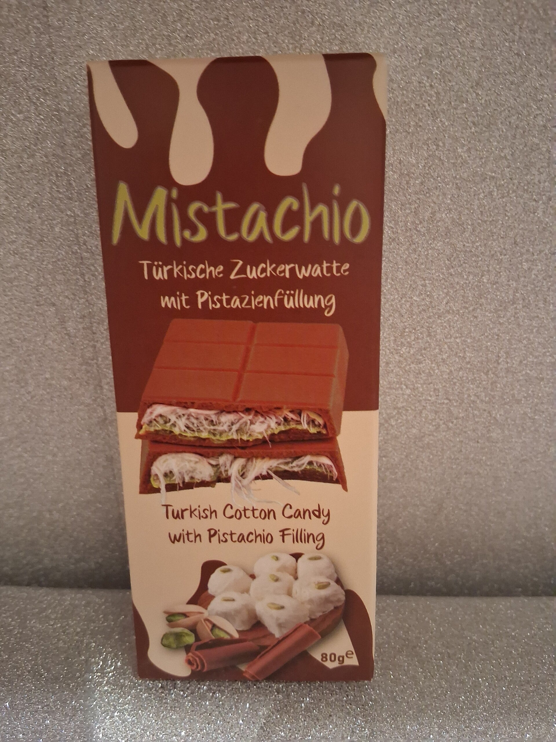 Mistachio – Türkische Zuckerwatte mit Pistazienfüllung in Vollmilchschokolade (80 g)