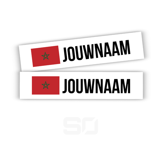 Rijders-naamstickers met Marrokaanse vlag (2 stuks)