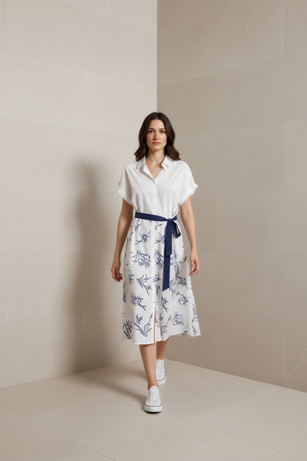 Katoenen jurk met ceintuur