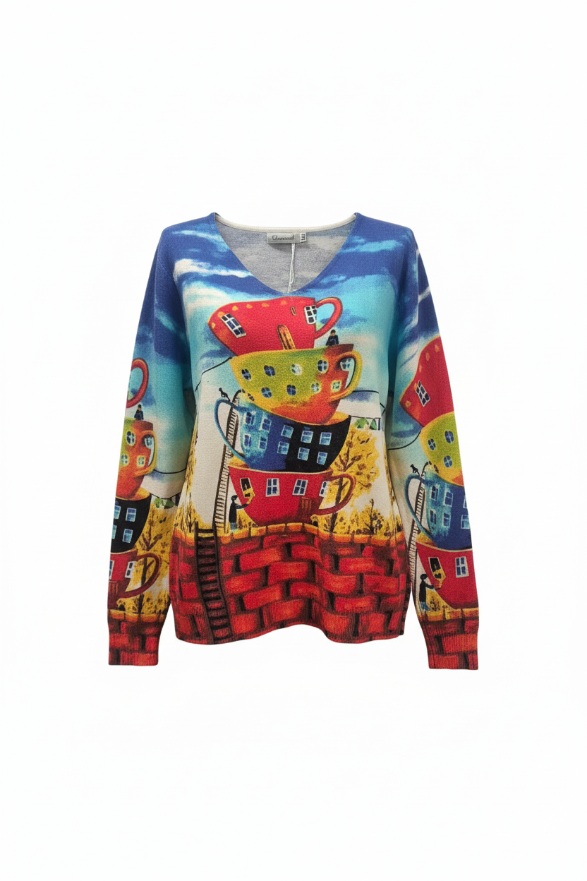 Viscose trui met print