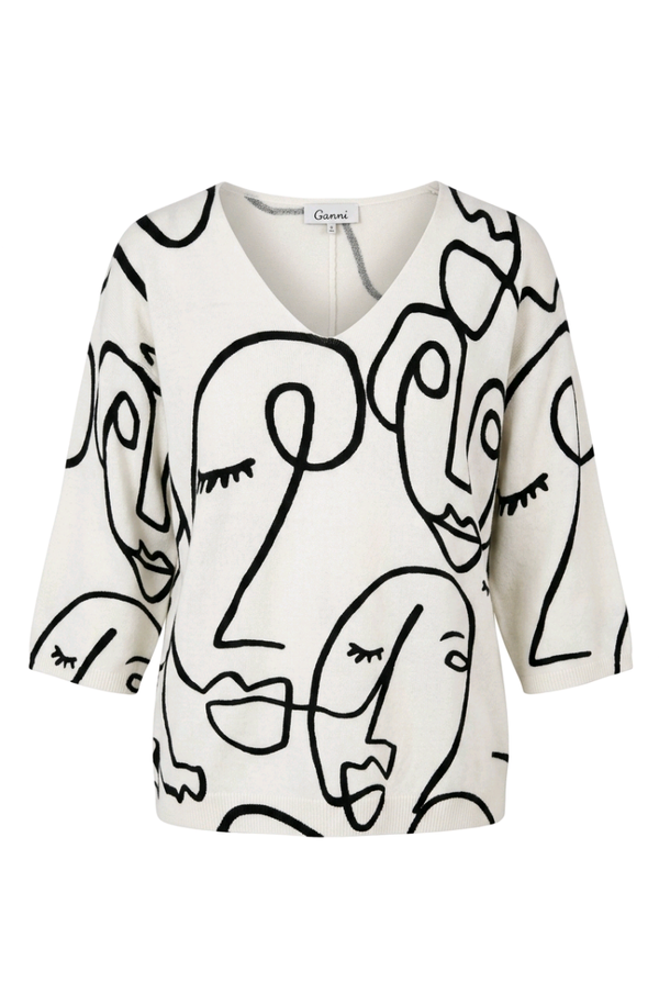 Viscose trui met 3/4 mouw