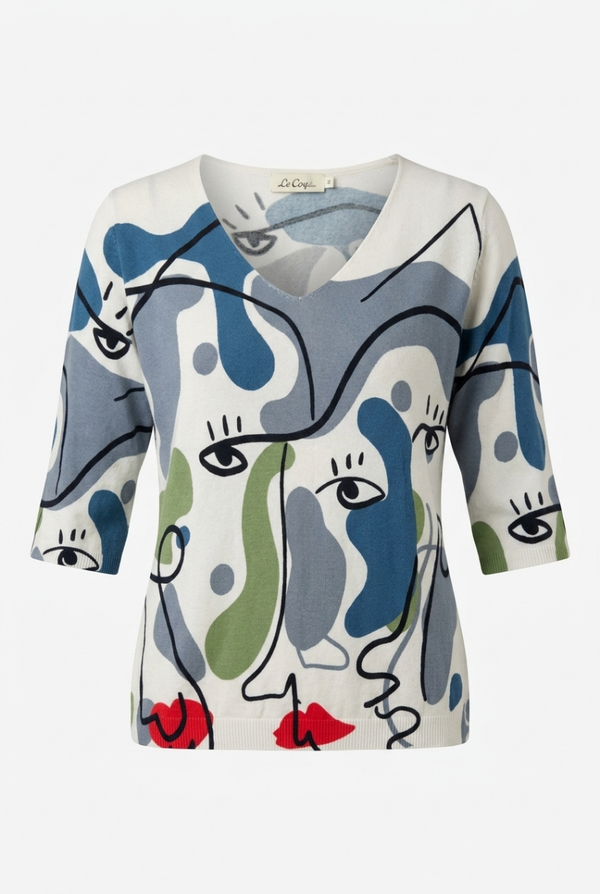 Viscose trui met 3/4 mouw