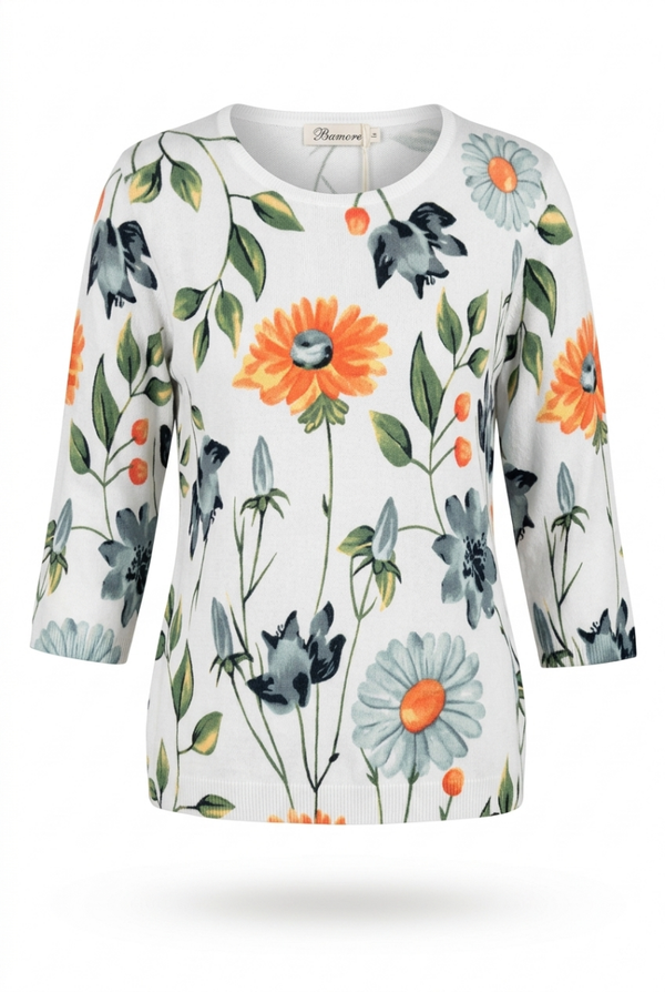 Viscose trui met 3/4 mouw