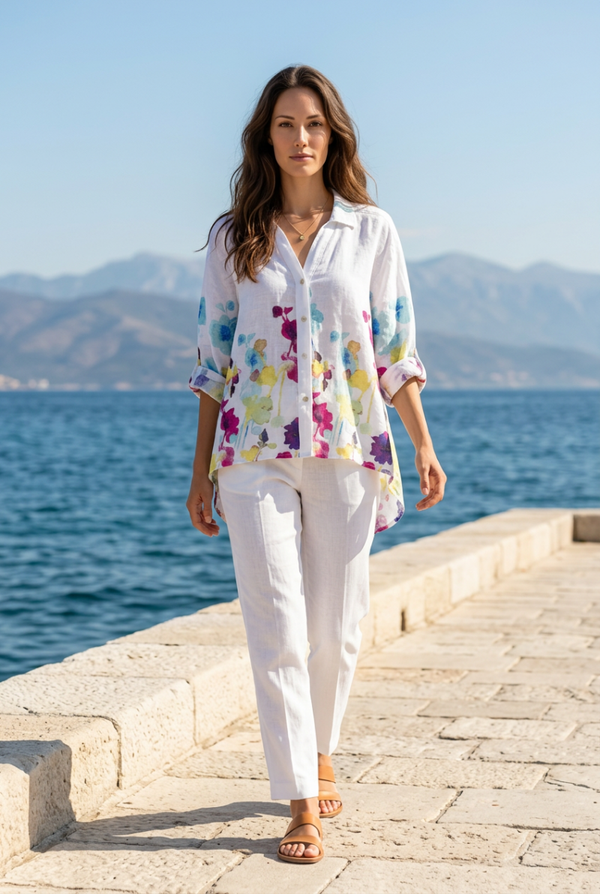 Korte linnen blouse