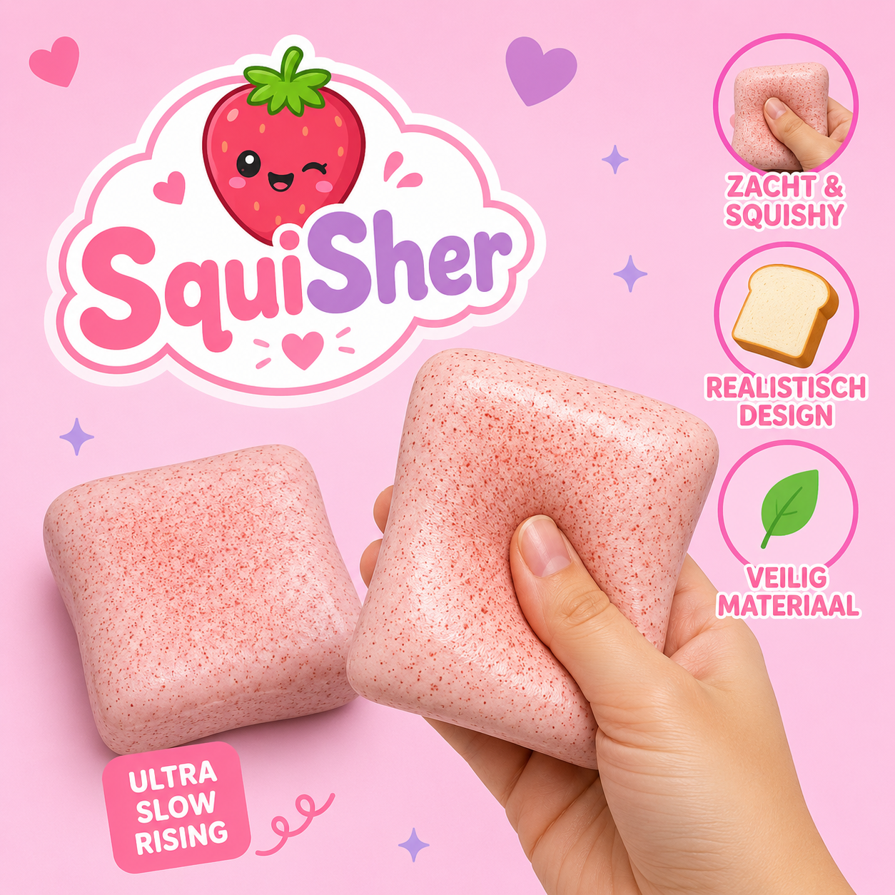 Roze brood squishy ULTRA slow-rising