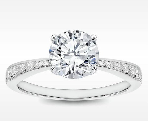 PERFECT PINCH PAVE ENGAGEMENT RING, SETTING IN 14K GOLD, CENTER ROUND, Style #: R3147