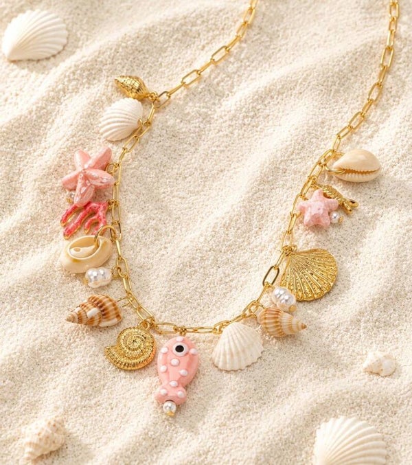 LL | Bedelketting Beach Roze