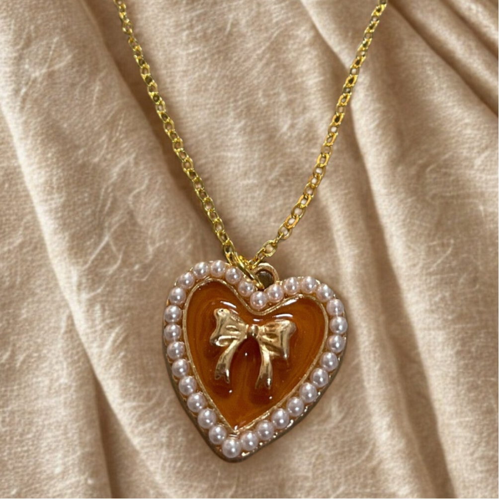 Ketting Lovely Bow - Bruin Cognac