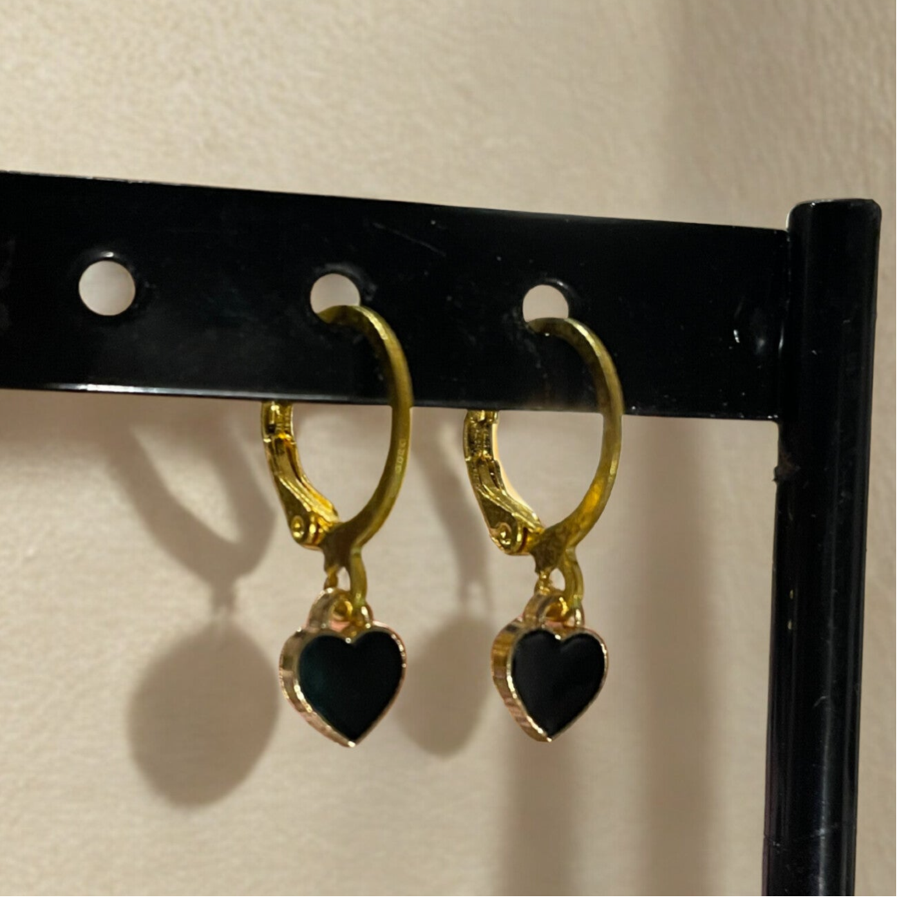 Oorringen Heart - Zwart