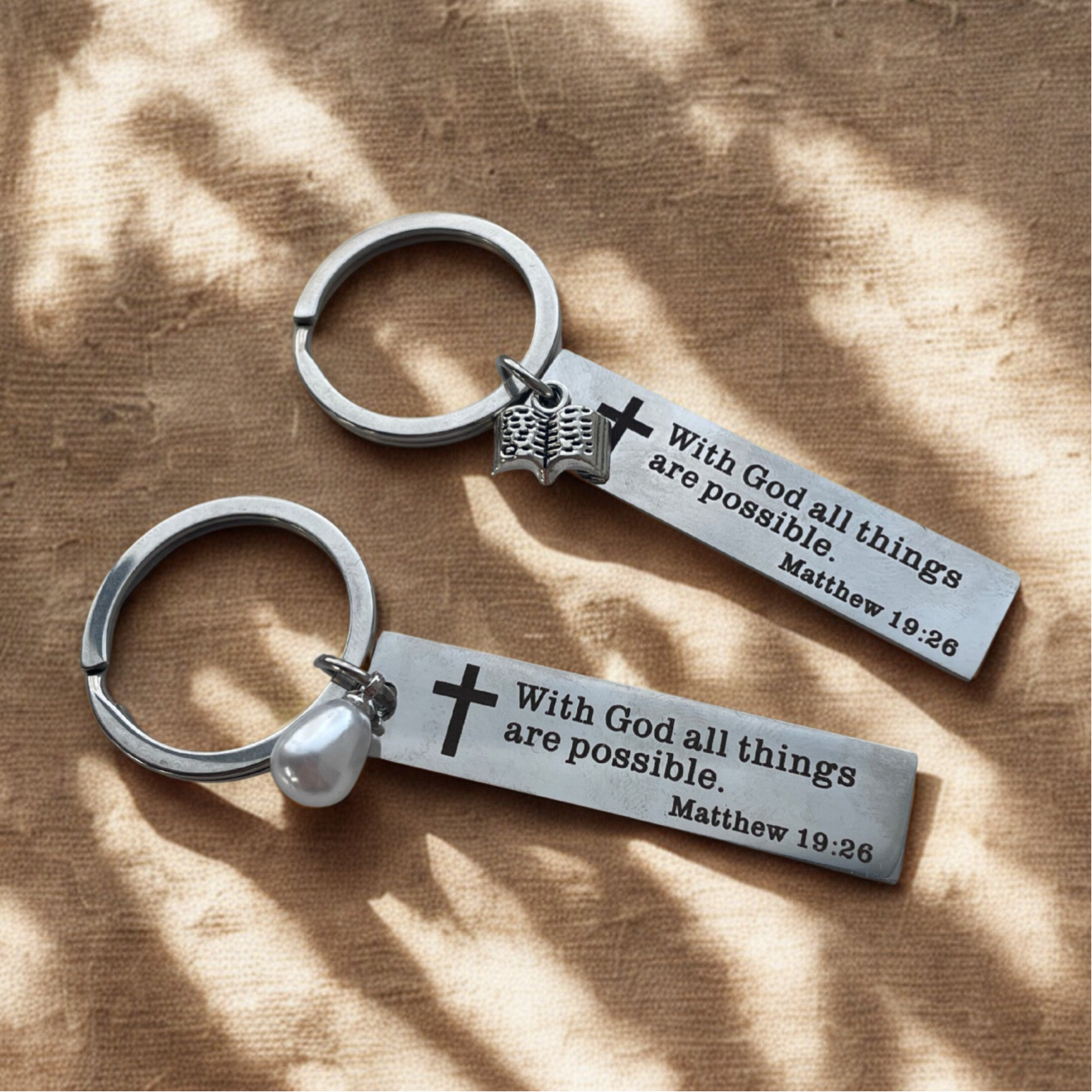 Sleutelhanger Zilver - With God all things are possible