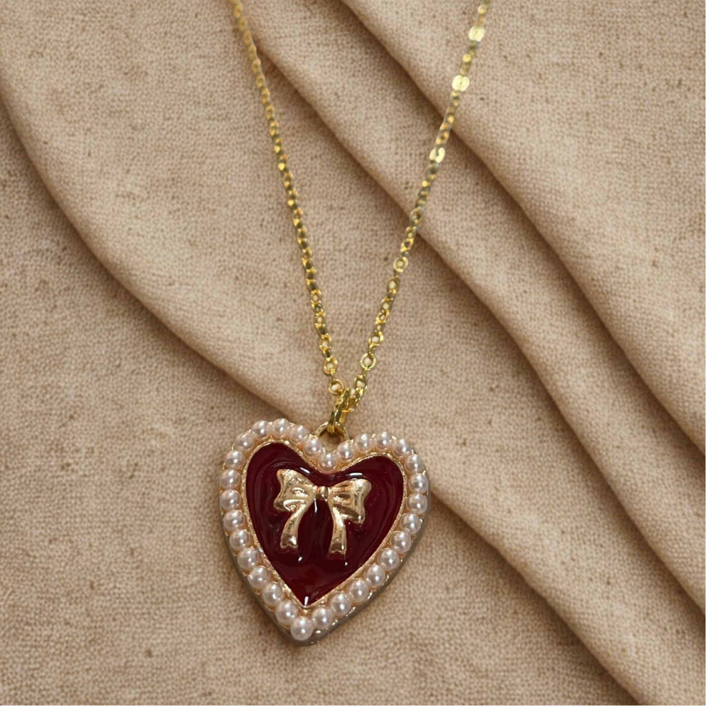Ketting Lovely Bow - Rood Bordeaux