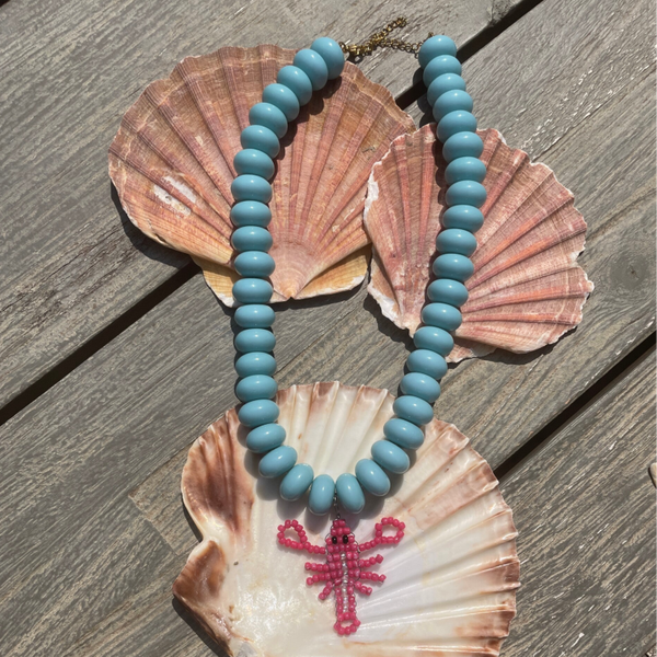 Kralenketting kreeft van kralen - Turquoise