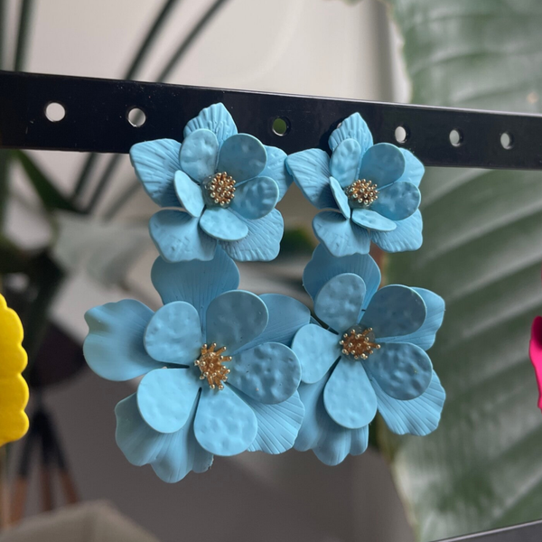 LL | Oorbellen Flower Oceans - Licht Blauw