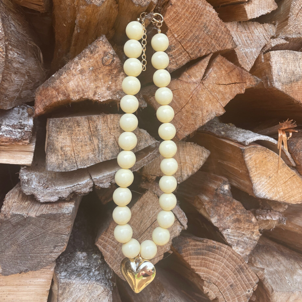 Kralenketting Hart - Pastel Geel
