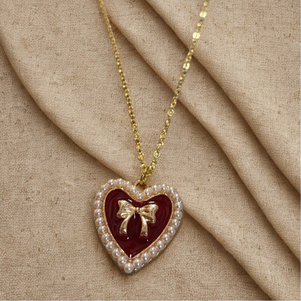 Ketting Lovely Bow - Rood Bordeaux