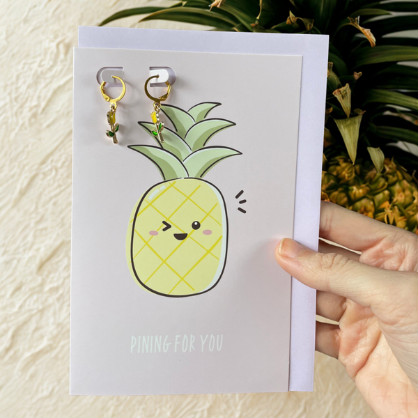 Wenskaart met Oorbellen - Ananas