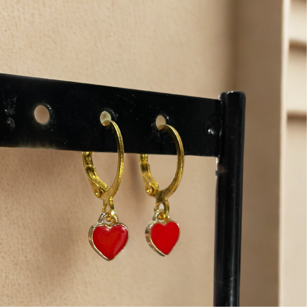Oorringen Heart - Rood