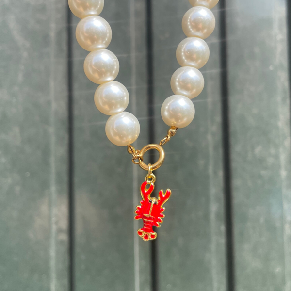Kralenketting Parel - Lobster / Kreeft handgeschilderd