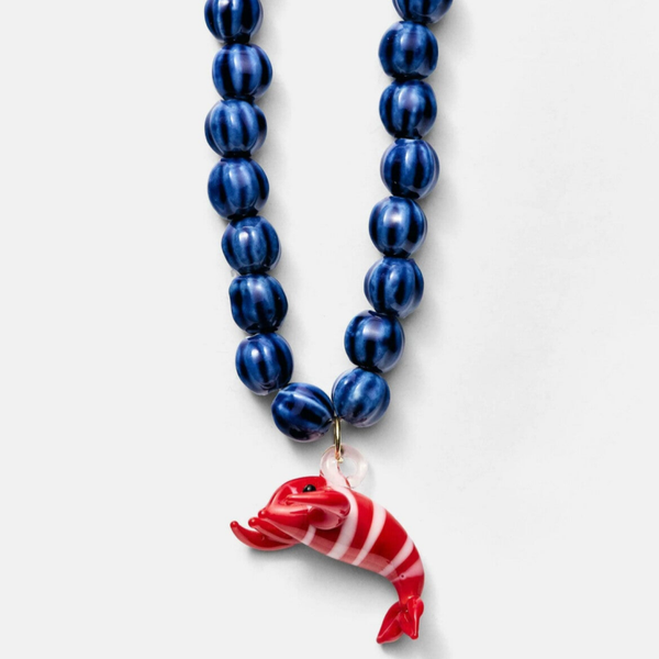 LL | Kralenketting Zeeblauw met Kreeft