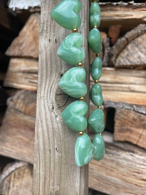 Kralenketting Harten - Mintgroen