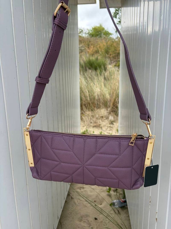 Tas/Clutch gestikt met gouden hardware - Paars