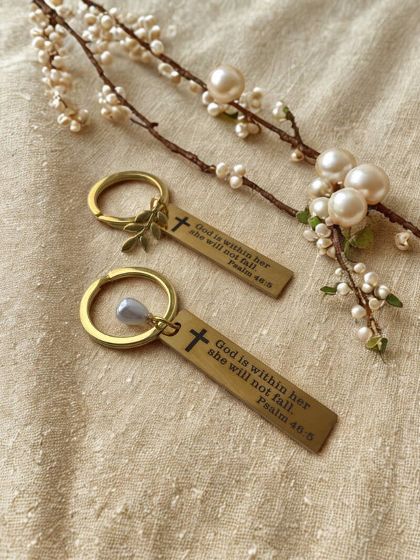 Sleutelhanger Goud - God is within her, she will not fall