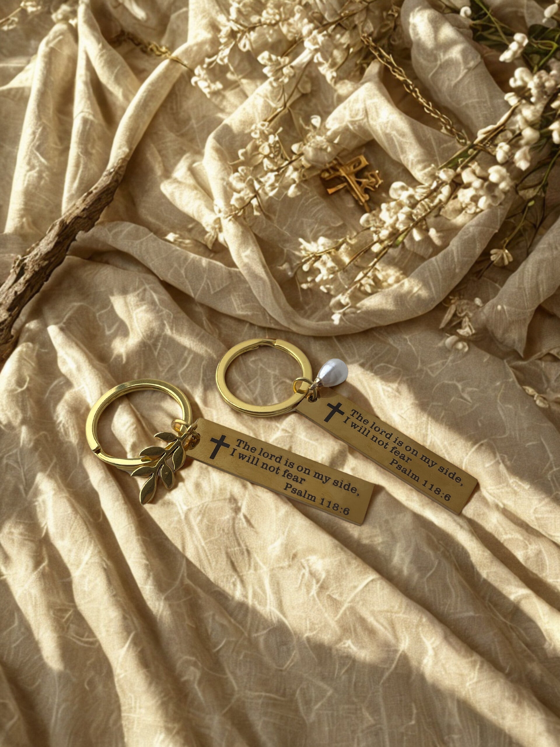 Sleutelhanger Goud - The Lord is on my side, I will not fear.