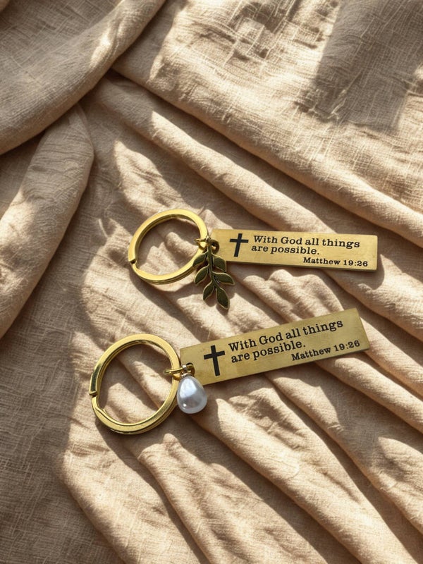 Sleutelhanger Goud - With God all things are possible