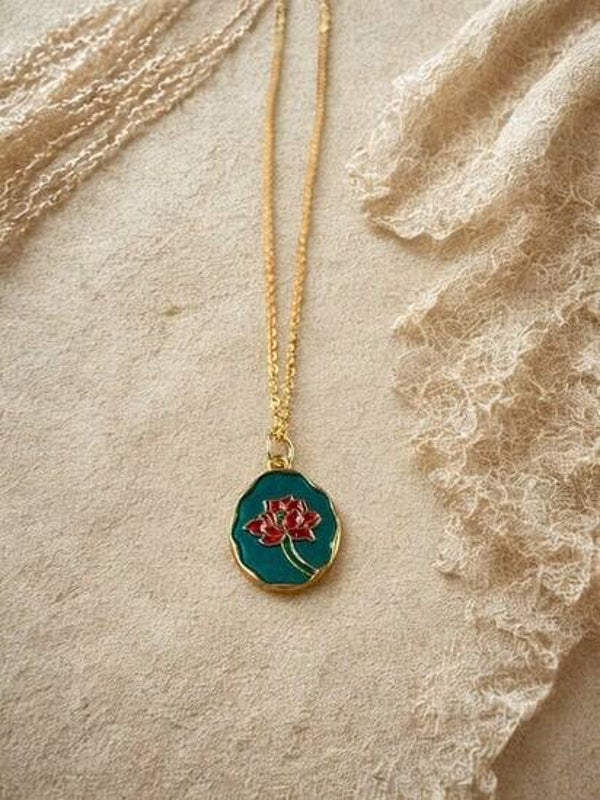 Ketting Oil Bloom - Dark Green Rose