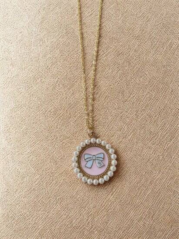 Ketting Bow - Roze (bevat echt goud!)