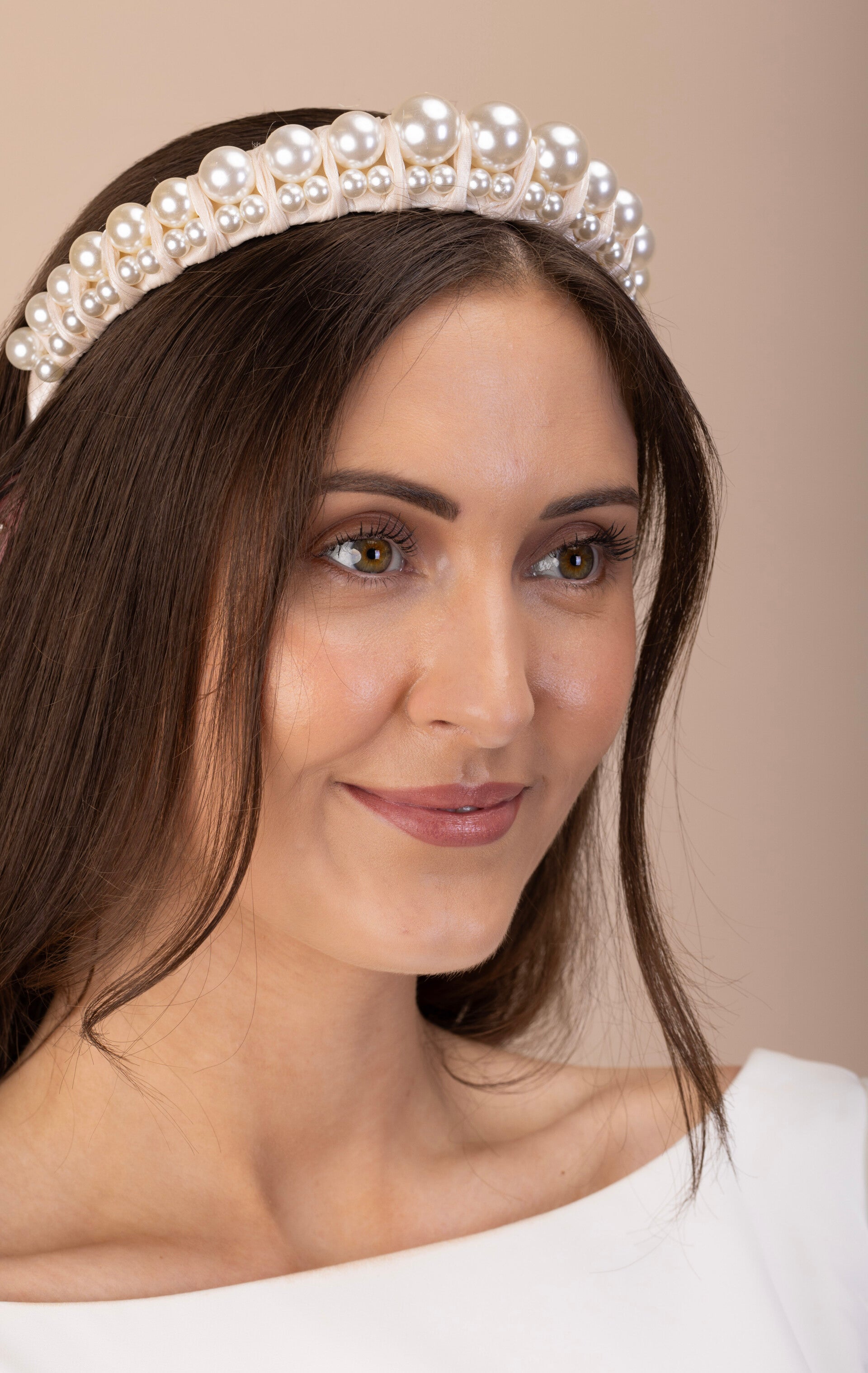 Braut Haarschmuck Haarreifen blush mit Perlen