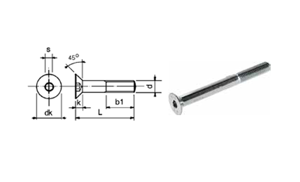 inbuskop verzonken binnebzeskant (inbus) bout staal verzonken 