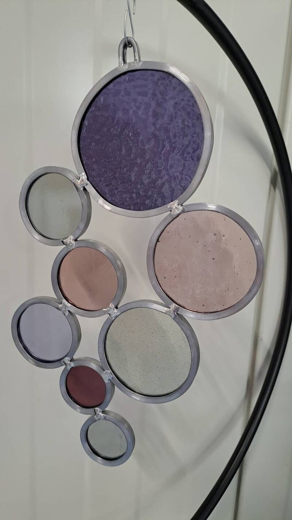 Rondjes modern art, purple/oud roze/gray