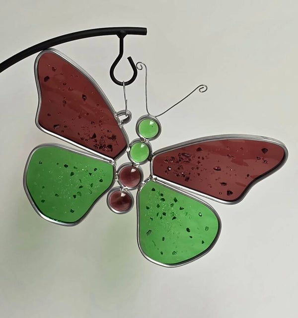 Vlinder oud roze en groen 3D met fuse vleugels