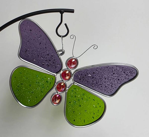 Vlinder paars en fel groen 3D met fuse vleugels