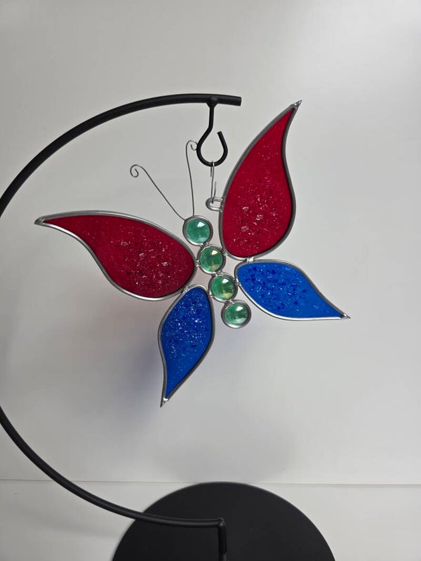 Vlinder rood en blauw 3D met fuse vleugels