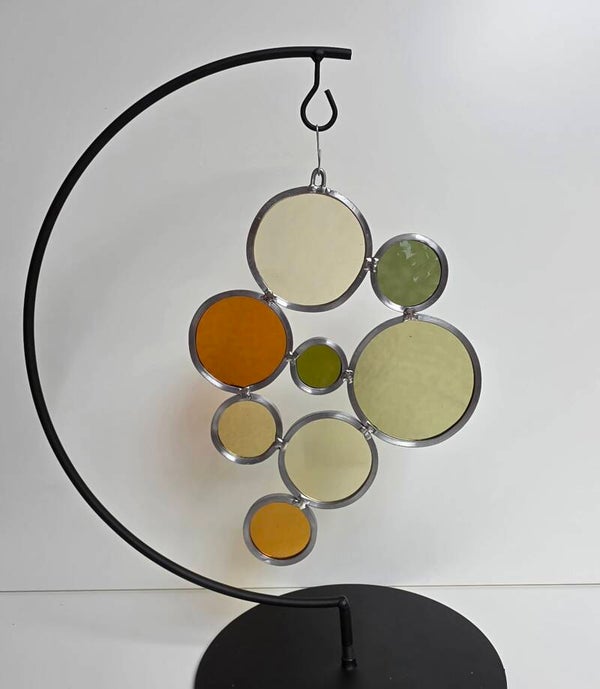 Rondjes Modern Art in olijf groen met amber tinten