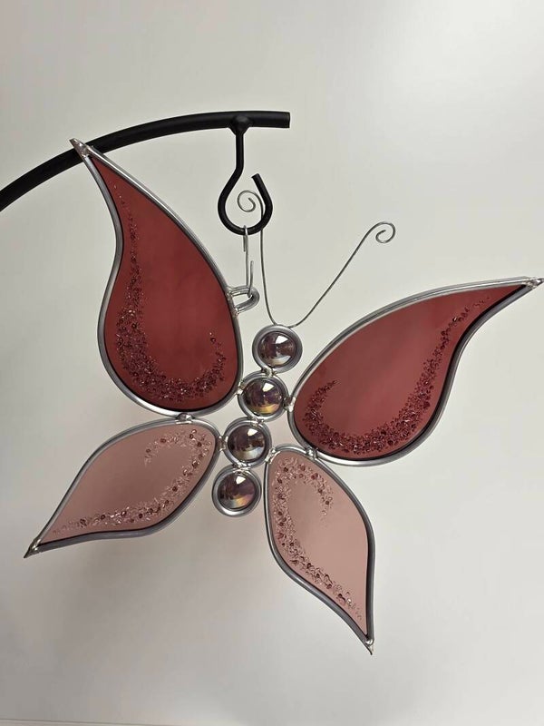 Vlinder in 2 tinten oud roze 3D met fuse