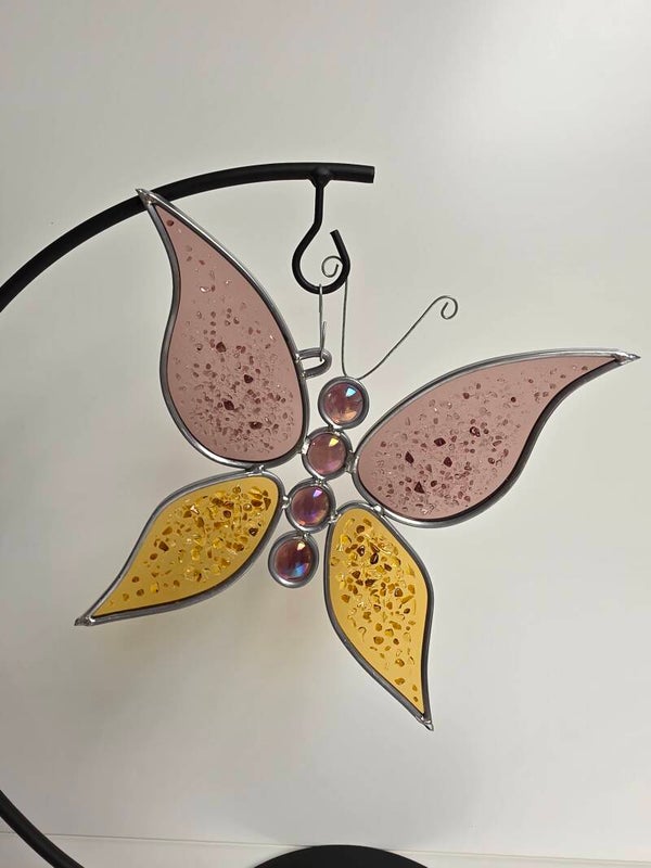 Vlinder oud roze en amber 3D met fuse vleugels