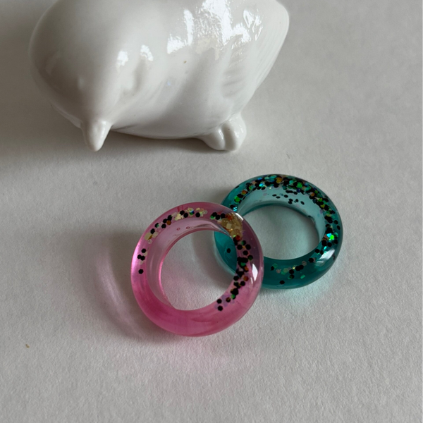 Duo de bagues pailletées