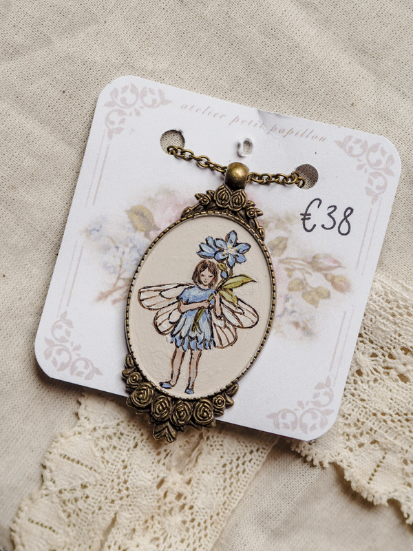 'Blue Flower Fairy' ︱Handpainted Necklace
