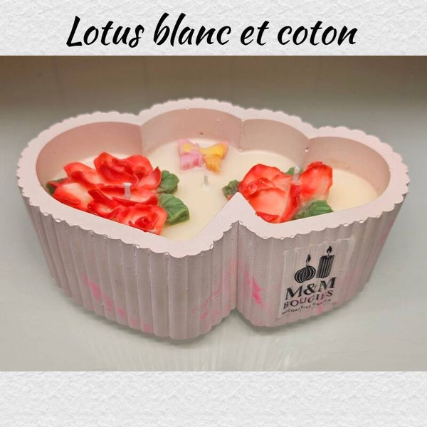 Coeurs lotus blanc et coton