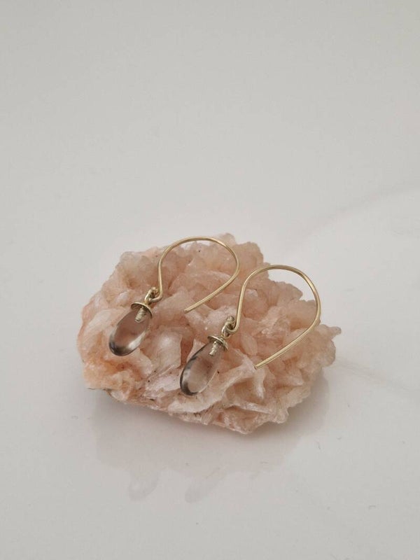 Oorhangers 14kt goud rookkwarts