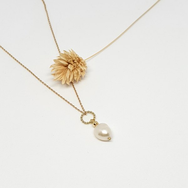 Freshwater pearl Charm 14kt geelgoud